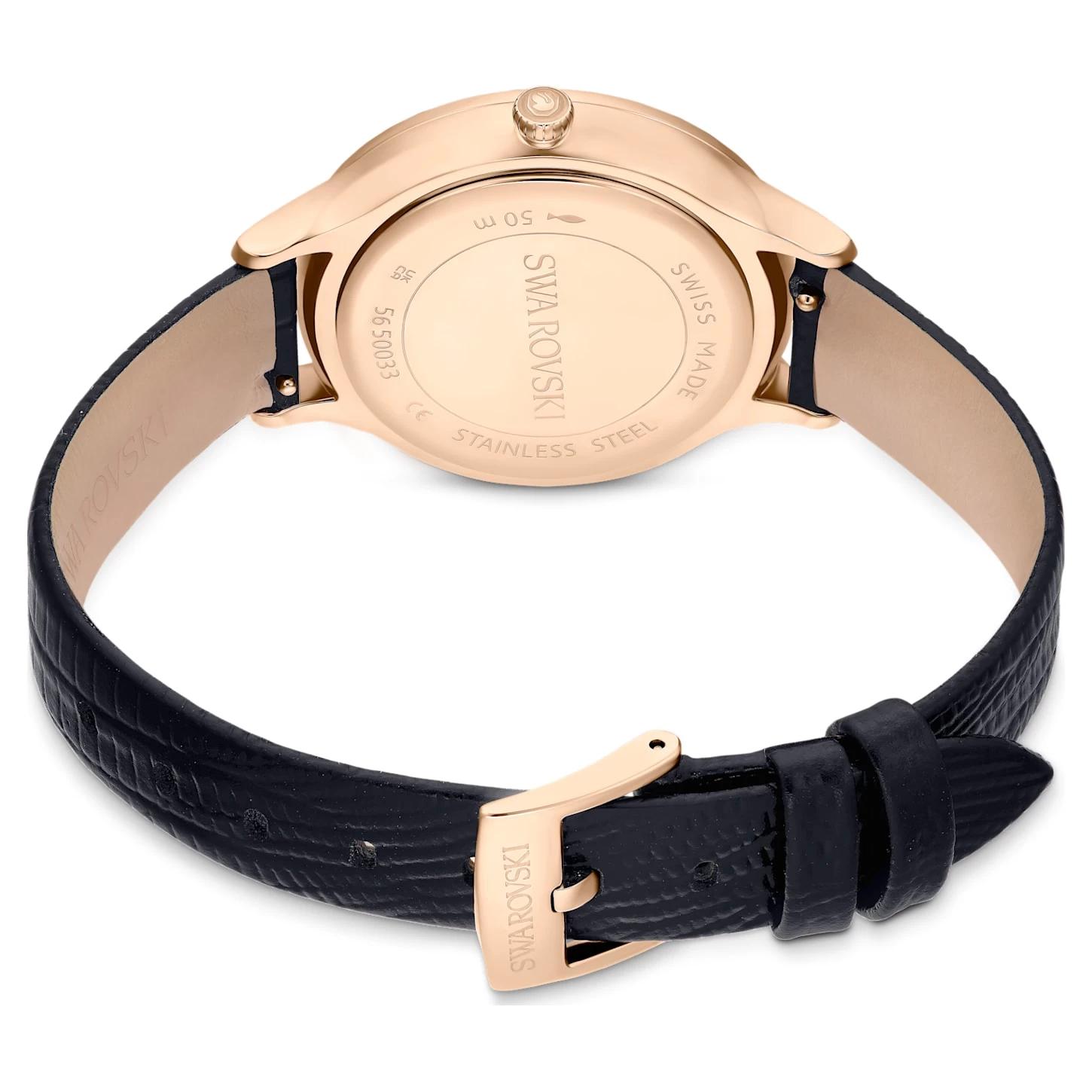 Swarovski Octea Nova Watch Swiss Made, Leather Strap, Black, Rose Gold-tone Finish - Image 4