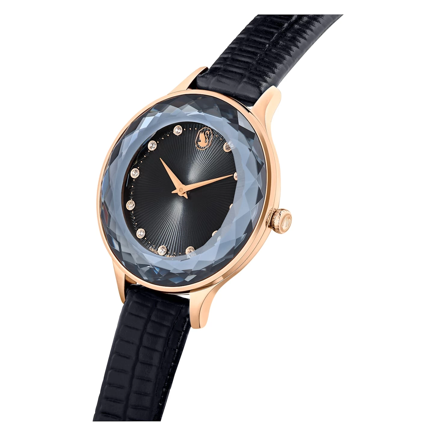 Swarovski Octea Nova Watch Swiss Made, Leather Strap, Black, Rose Gold-tone Finish - Image 5