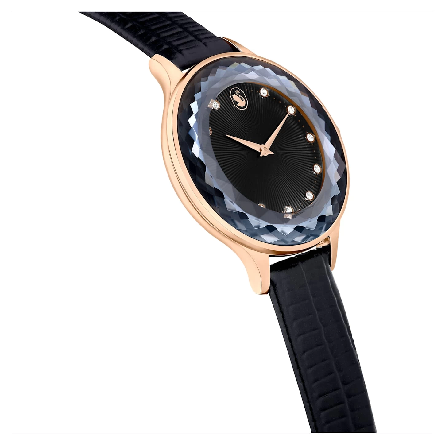 Swarovski Octea Nova Watch Swiss Made, Leather Strap, Black, Rose Gold-tone Finish - Image 6