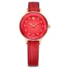 Swarovski Octea Nova Watch Swiss Made, Leather Strap, Red, Rose Gold-tone Finish