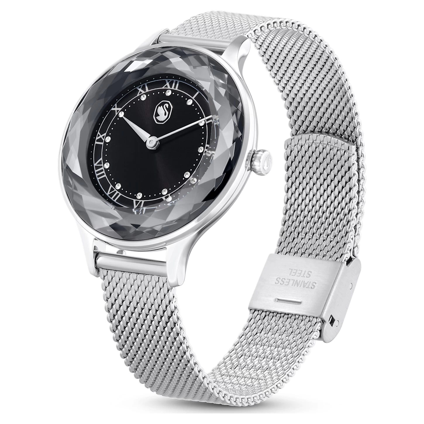 Swarovski Octea Nova Watch Swiss Made, Metal Bracelet, Black, Stainless Steel - Image 2
