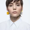 Swarovski Orbita Clip Earrings Asymmetrical Design, Square Cut, Multicolored, Gold-tone Plated
