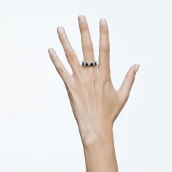 Swarovski Ortyx Cocktail Ring Triangle Cut, Black, Rhodium Plated