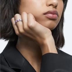 Swarovski Ortyx Cocktail Ring Triangle Cut, Purple, Rhodium Plated