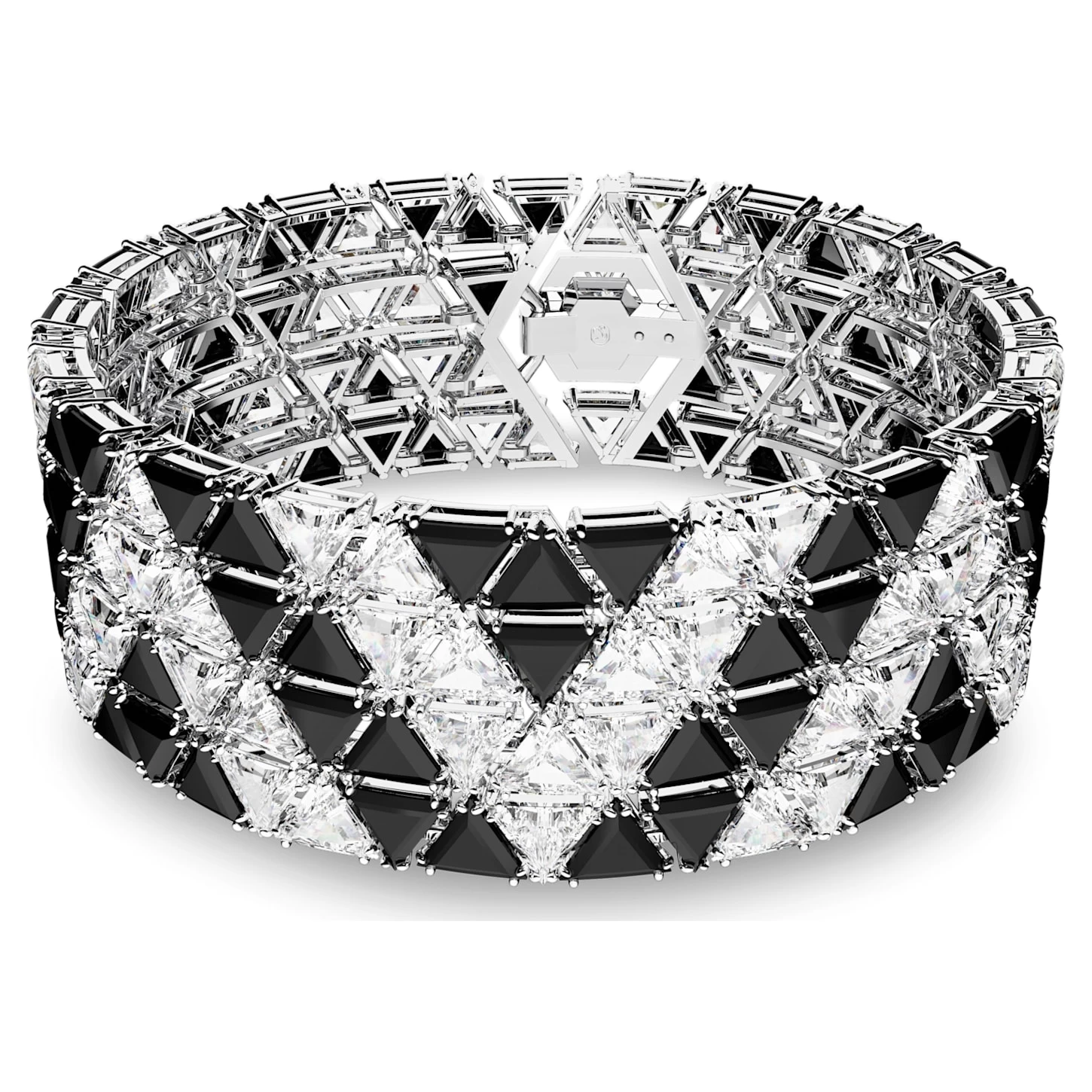 Swarovski Ortyx Cuff Triangle Cut, Black, Rhodium Plated - Image 2