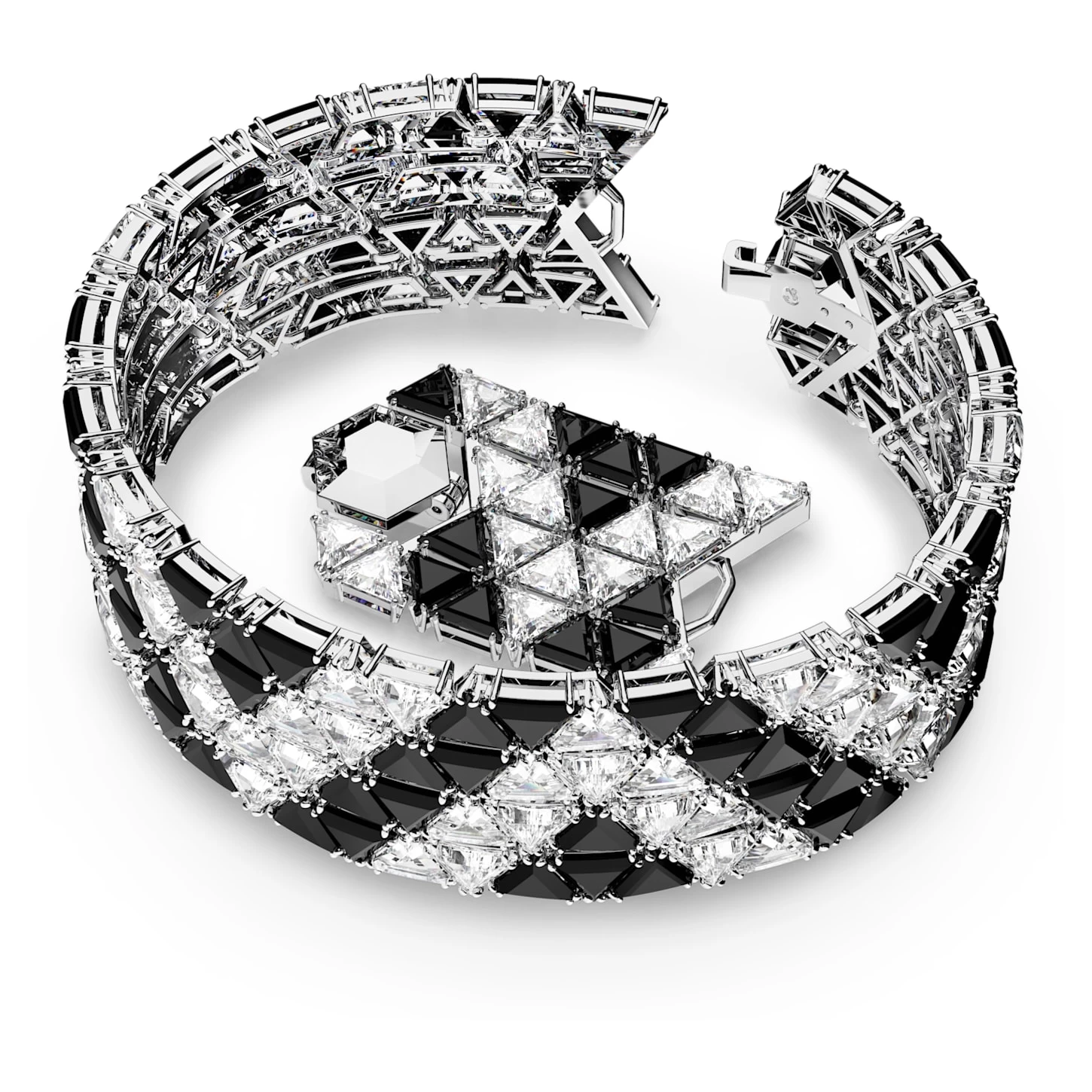 Swarovski Ortyx Cuff Triangle Cut, Black, Rhodium Plated - Image 3