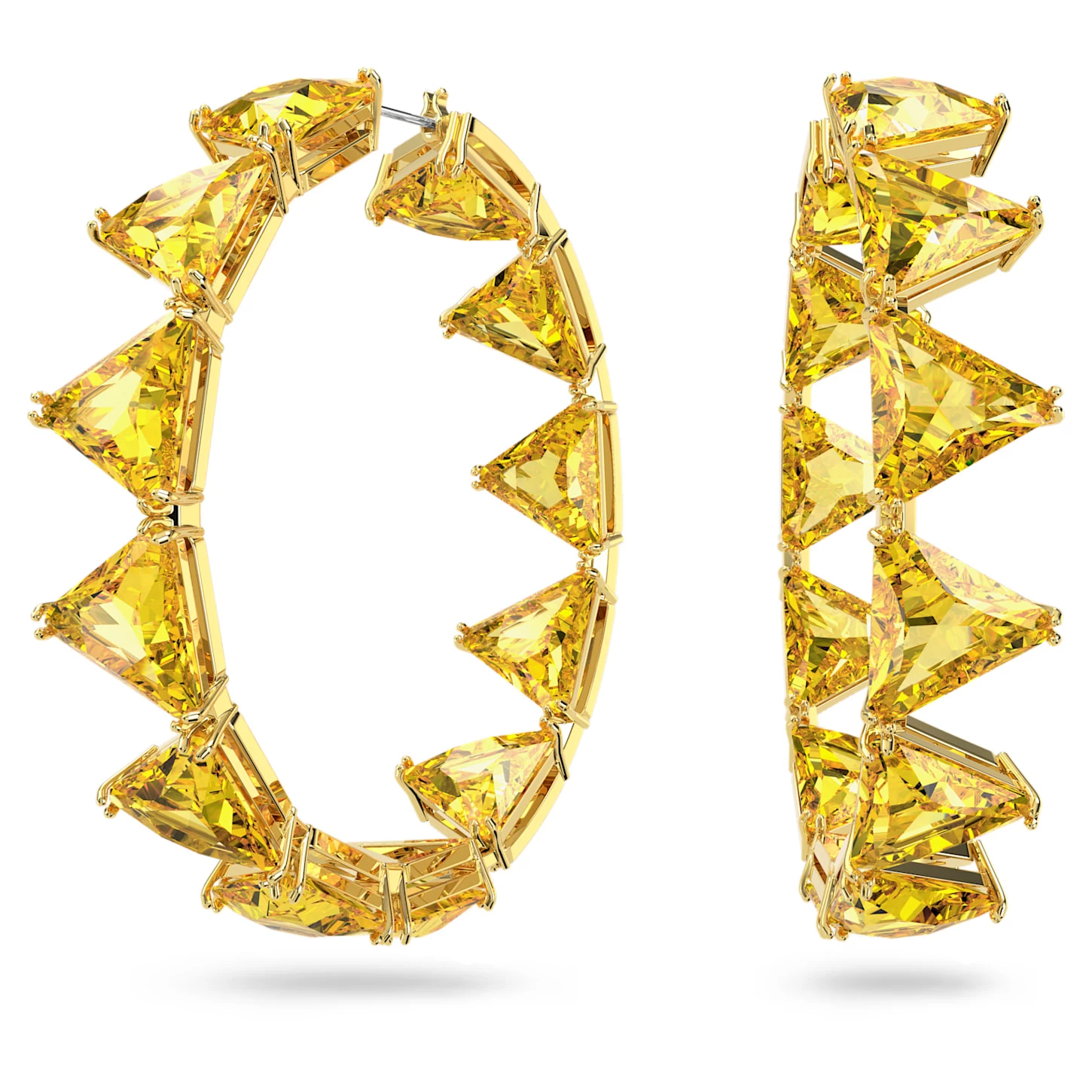 Swarovski Ortyx Hoop Earrings Triangle Cut, Yellow, Gold-tone Plated - Image 2