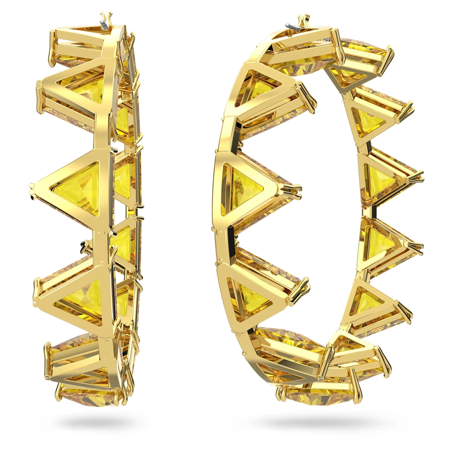 Swarovski Ortyx Hoop Earrings Triangle Cut, Yellow, Gold-tone Plated - Image 3
