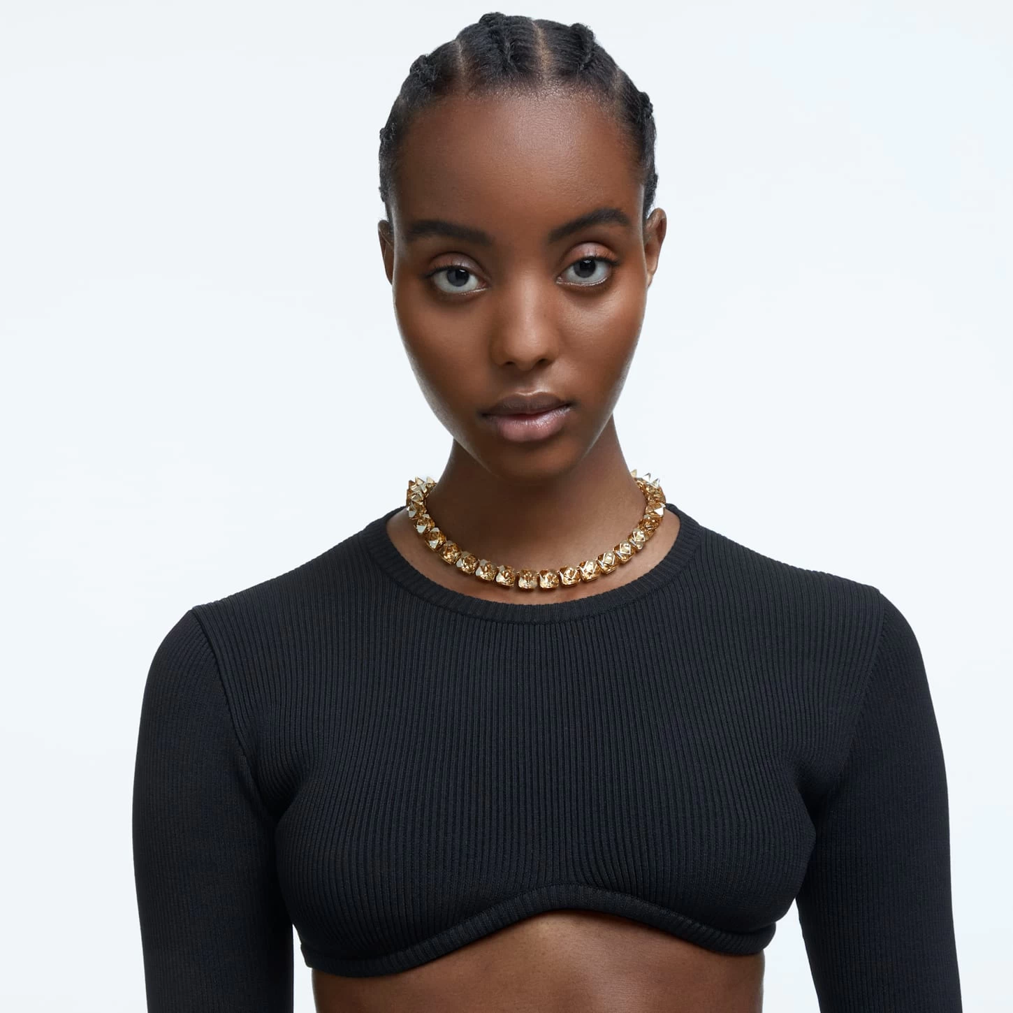 Swarovski Ortyx Necklace Pyramid Cut, Gold Tone, Gold-tone Plated