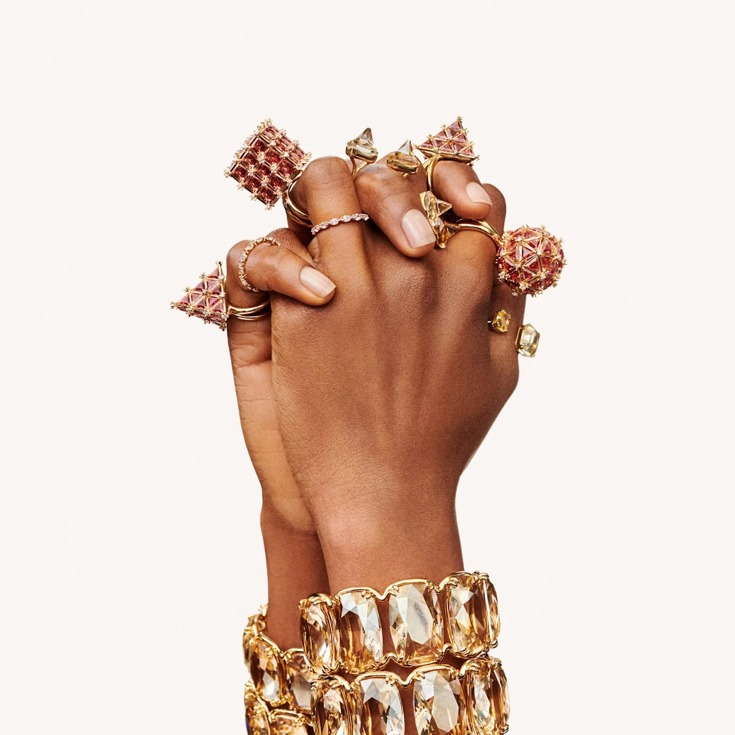 Swarovski Ortyx Open Ring Pyramid Cut, Yellow, Gold-tone Plated - Image 6