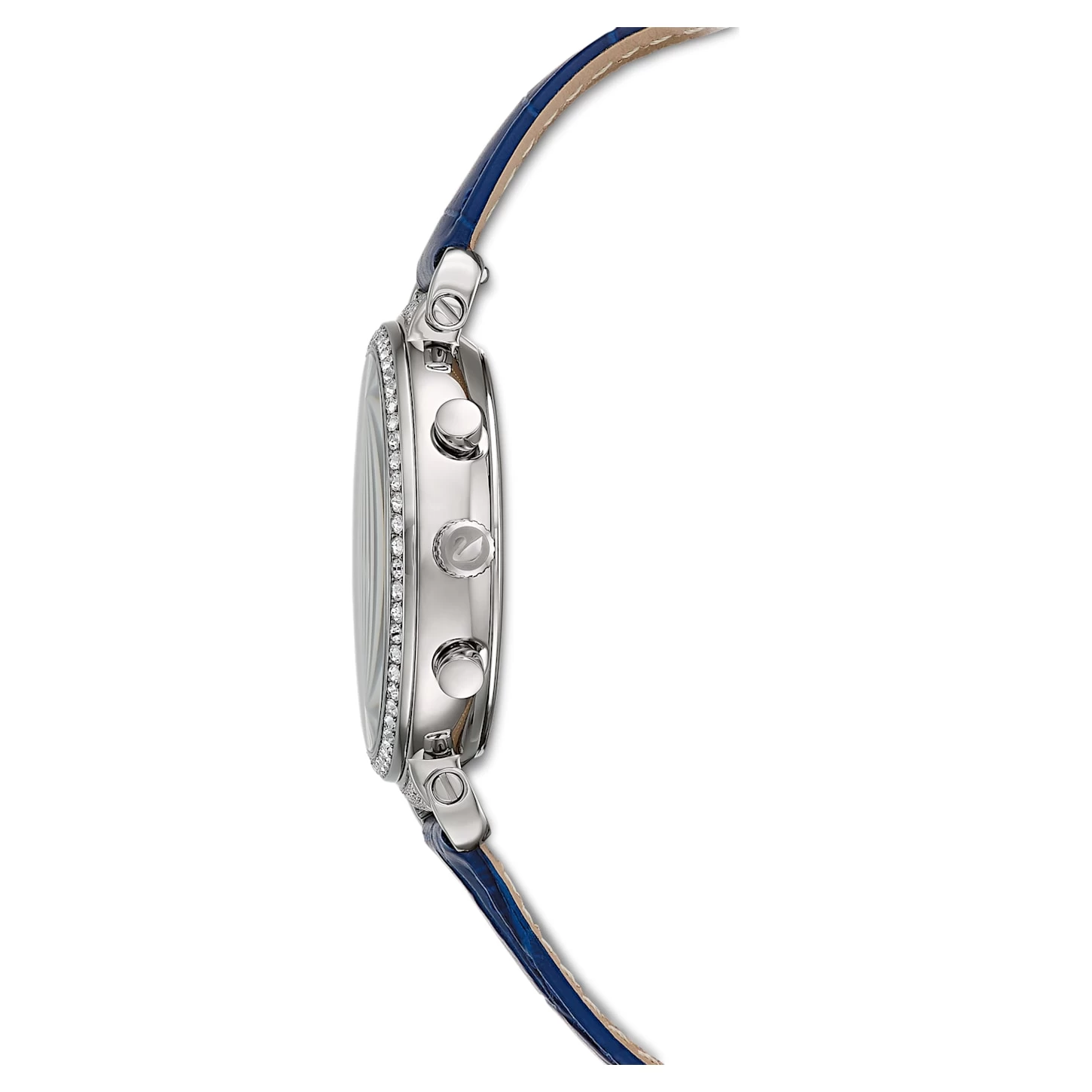 Swarovski Passage Chrono Watch Swiss Made, Leather Strap, Blue, Stainless Steel - Image 2