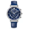 Swarovski Passage Chrono Watch Swiss Made, Leather Strap, Blue, Stainless Steel