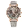 Swarovski Passage Chrono Watch Swiss Made, Leather Strap, Gray, Rose Gold-tone Finish