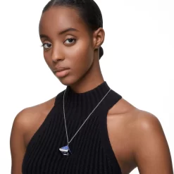 Swarovski Pendant Watch Triangle Cut, Blue, Stainless Steel