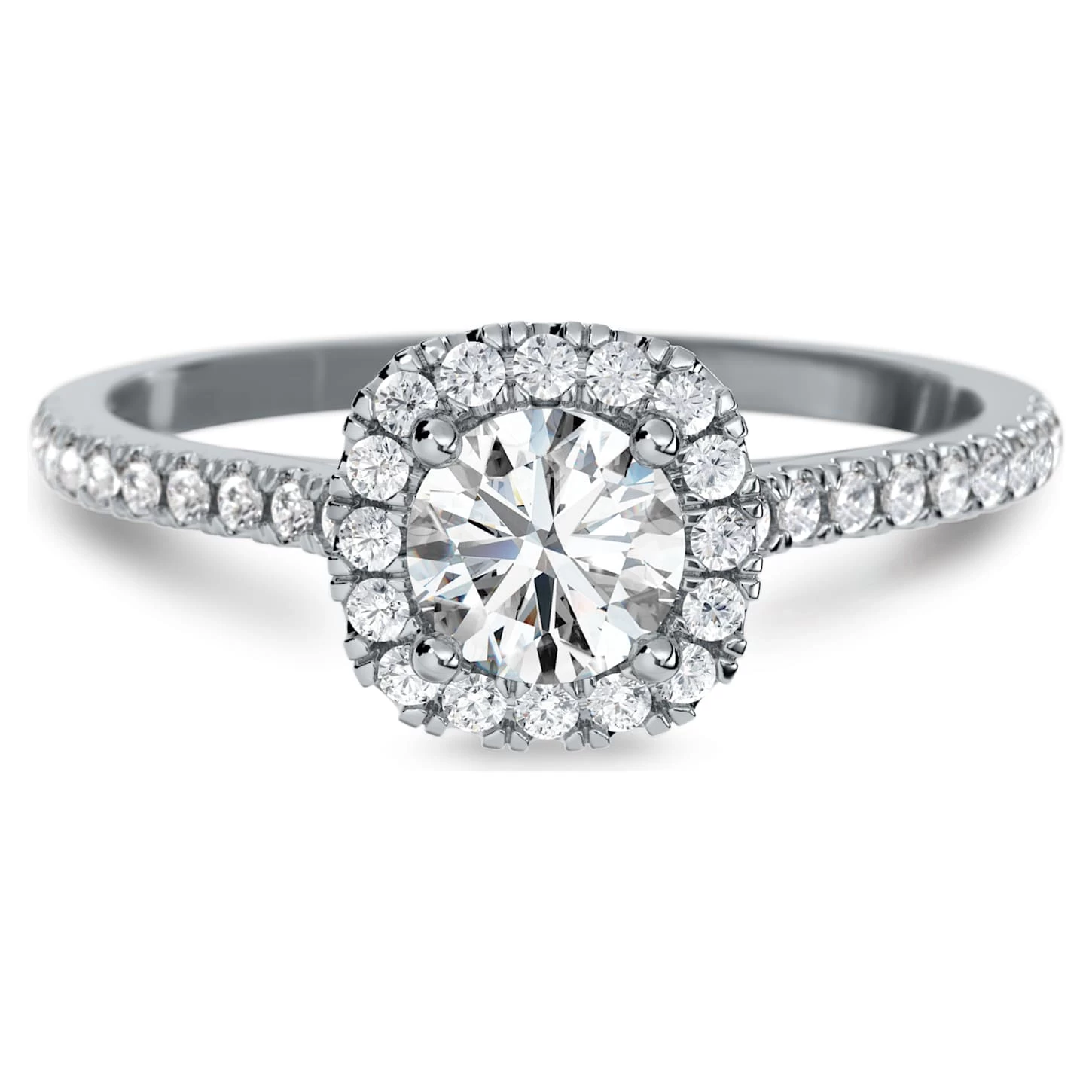 Swarovski Signature Ring Diamond TCW 0.75 Carat, Center Stone 0.50 Carat, 14K White Gold - Image 2