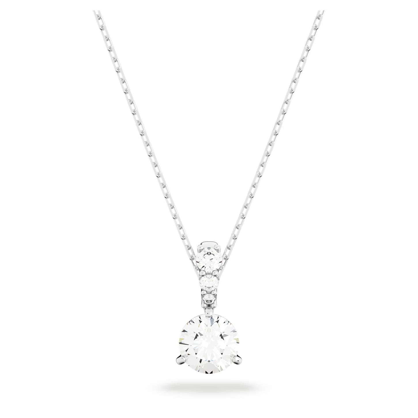 Swarovski Solitaire Pendant Round Cut, White, Rhodium Plated - Image 2
