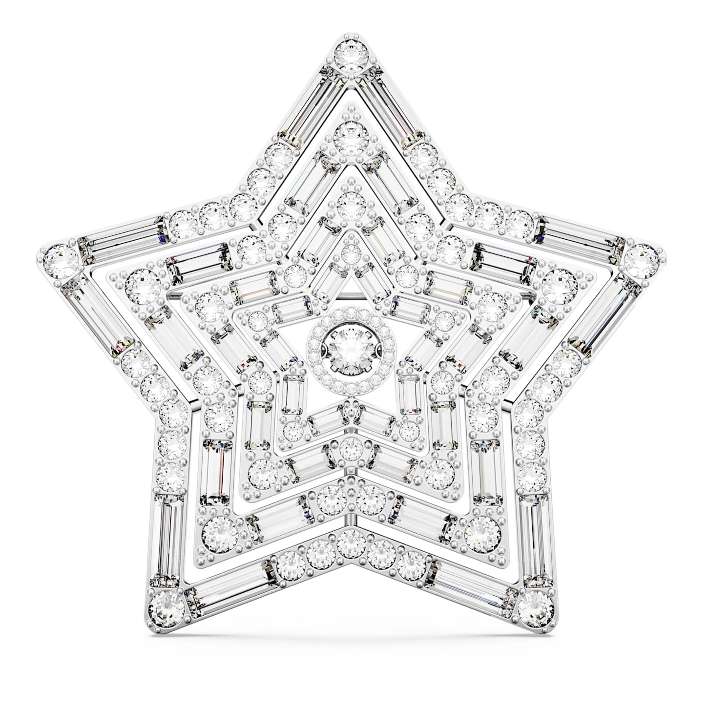 Swarovski Stella Brooch Star, Large, White, Rhodium Plated - Image 2