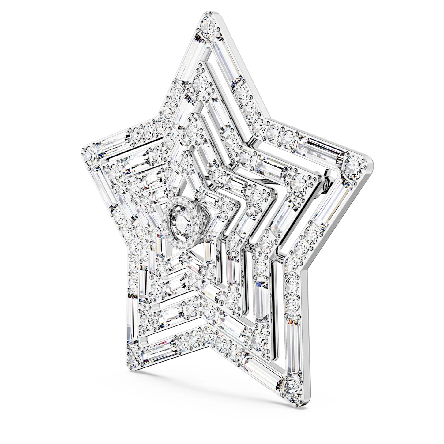 Swarovski Stella Brooch Star, Large, White, Rhodium Plated - Image 3