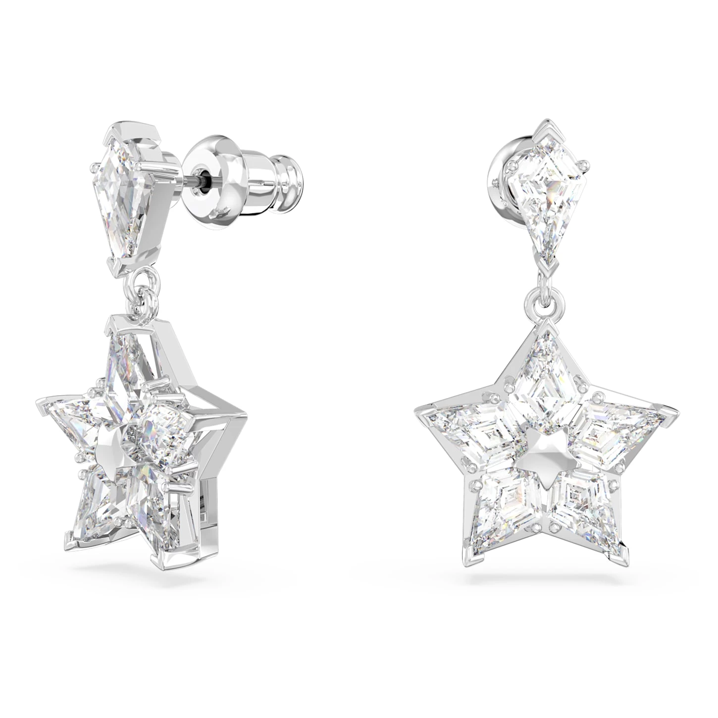 Swarovski Stella Drop Earrings Kite Cut, Star, White, Rhodium Plated - Image 3