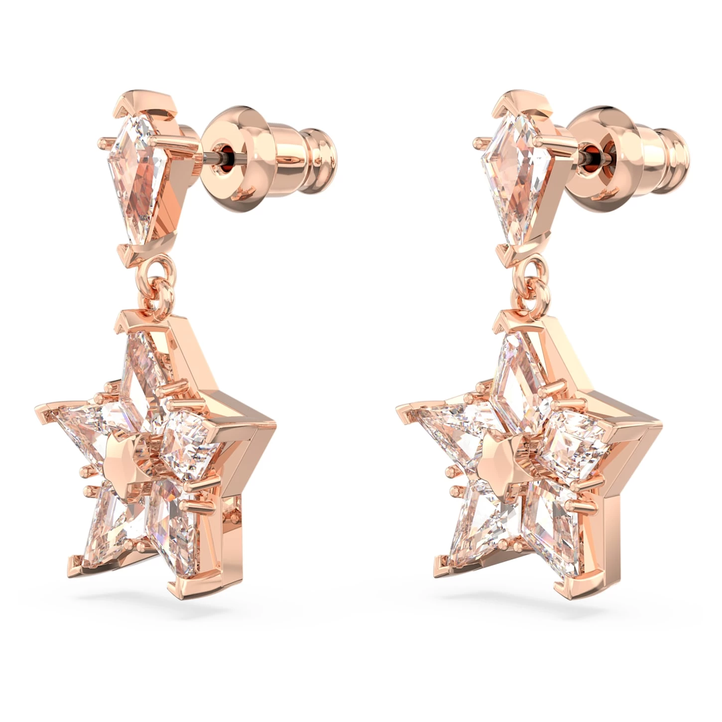 Swarovski Stella Drop Earrings Kite Cut, Star, White, Rose Gold-tone Plated - Image 4