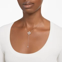 Swarovski Stella Y Necklace Kite Cut, Star, White, Rose Gold-tone Plated