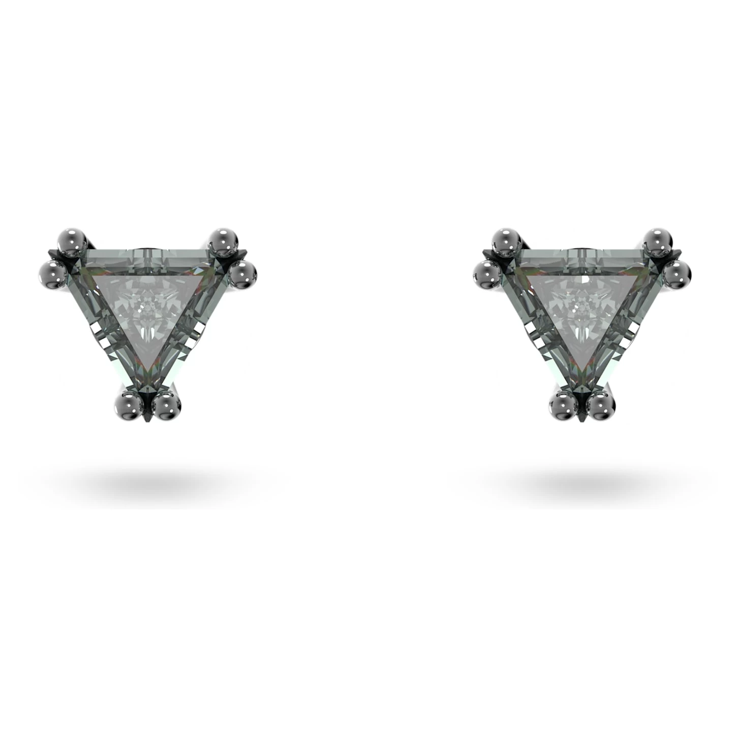 Swarovski Stilla Stud Earrings Triangle Cut, Gray, Ruthenium Plated - Image 2