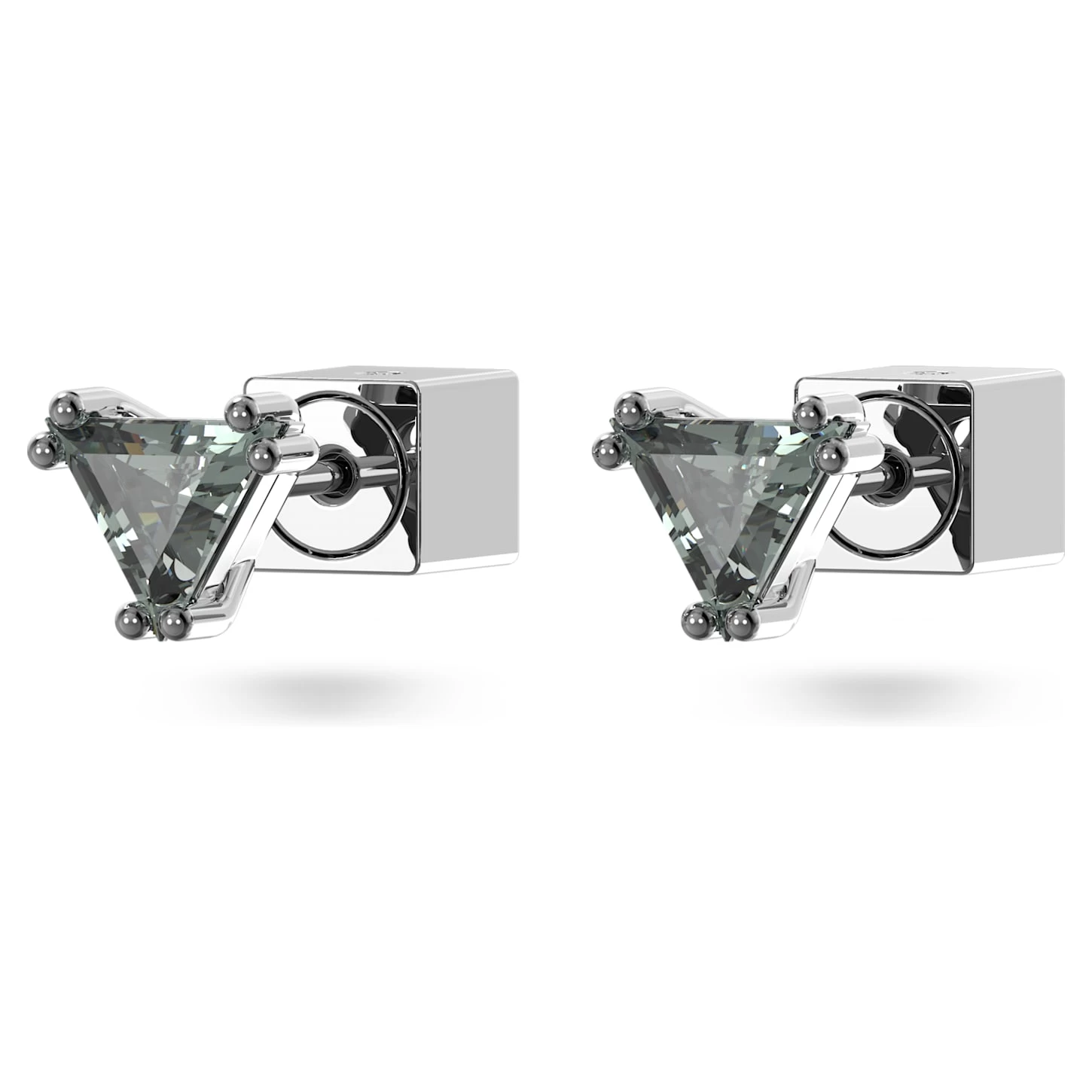 Swarovski Stilla Stud Earrings Triangle Cut, Gray, Ruthenium Plated - Image 4
