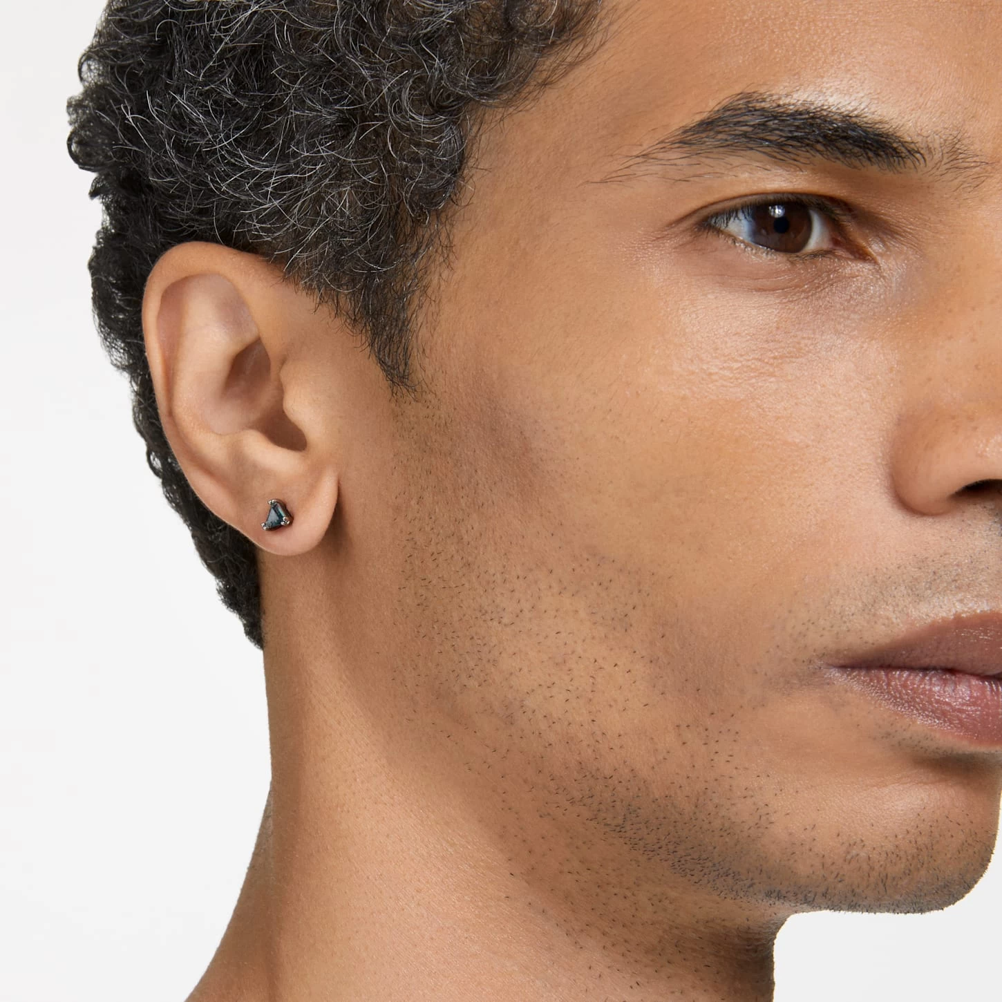 Swarovski Stilla Stud Earrings Triangle Cut, Gray, Ruthenium Plated - Image 5