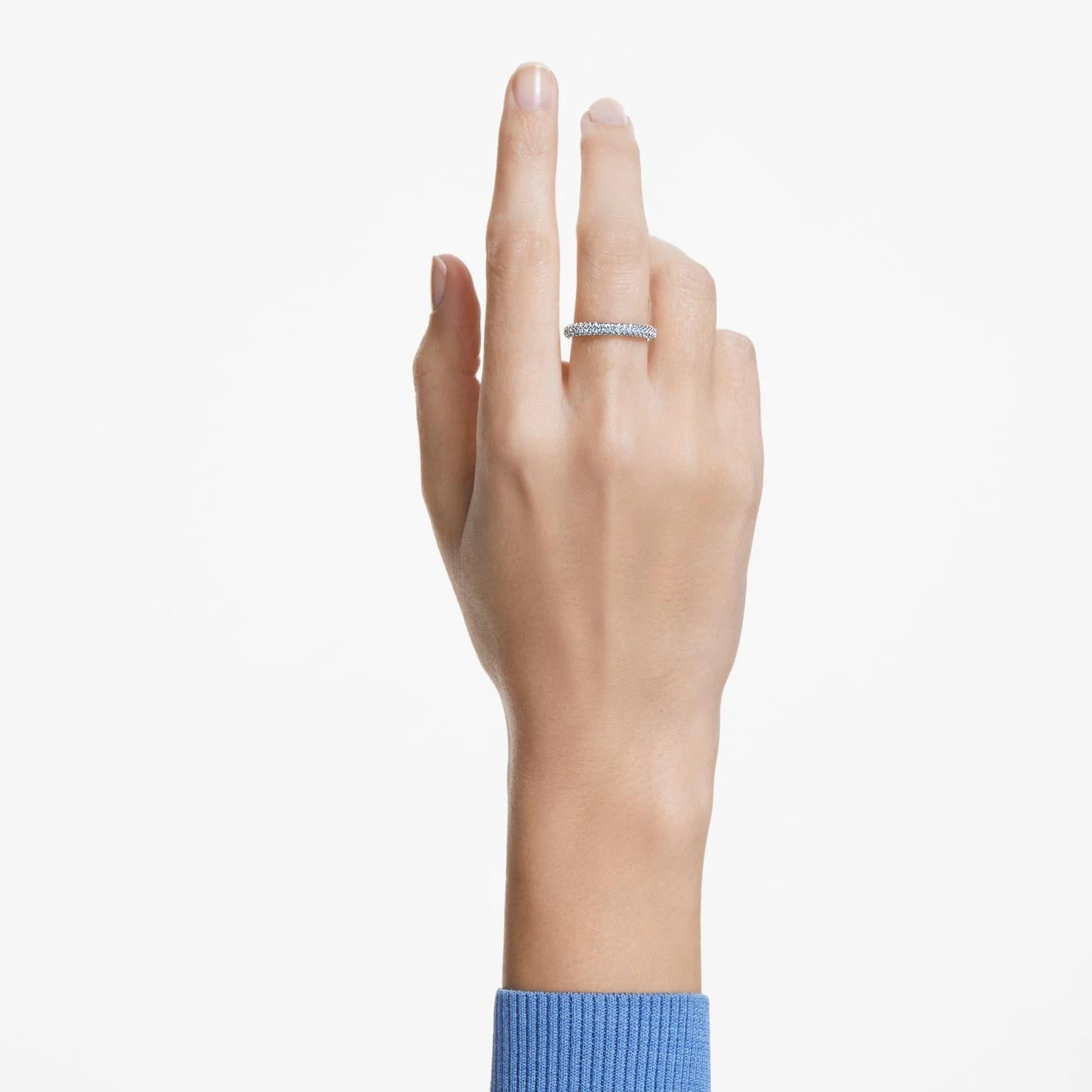 Swarovski Stone Ring Blue, Rhodium Plated