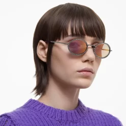 Swarovski Sunglasses Oval Shape, Pavé, SK0340 08Y, Black