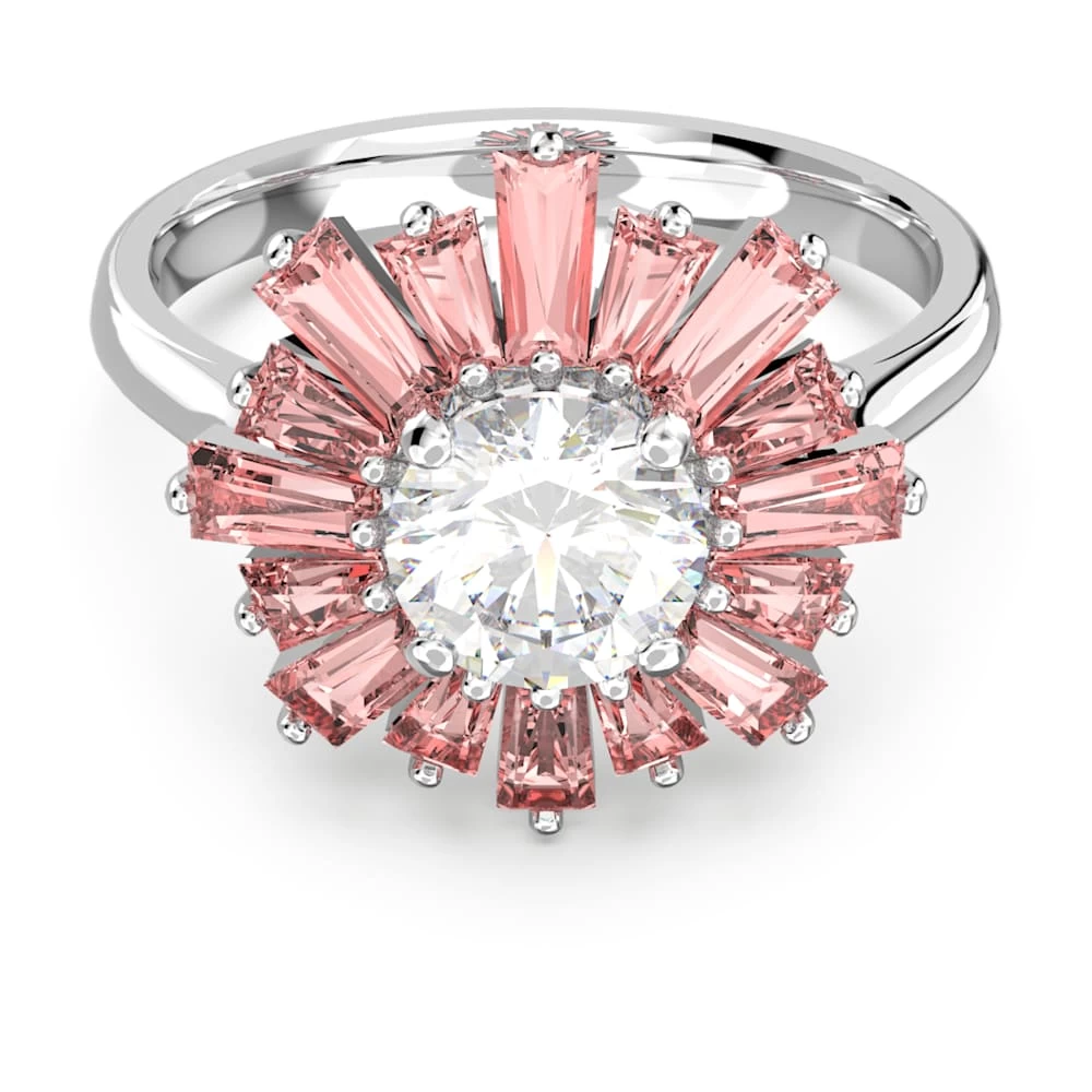 Swarovski Sunshine Ring Mixed Cuts, Sun, Pink, Rhodium Plated - Image 3