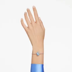 Swarovski Iconic Swan Bangle Swan, Blue, Rhodium Plated