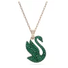Swarovski Iconic Swan Pendant Swan, Medium, Green, Rose Gold-tone Plated