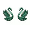 Swarovski Iconic Swan Stud Earrings Swan, Green, Rose Gold-tone Plated