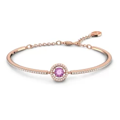Swarovski Sparkling Dance Bangle Round Cut, Purple, Rose Gold-tone Plated