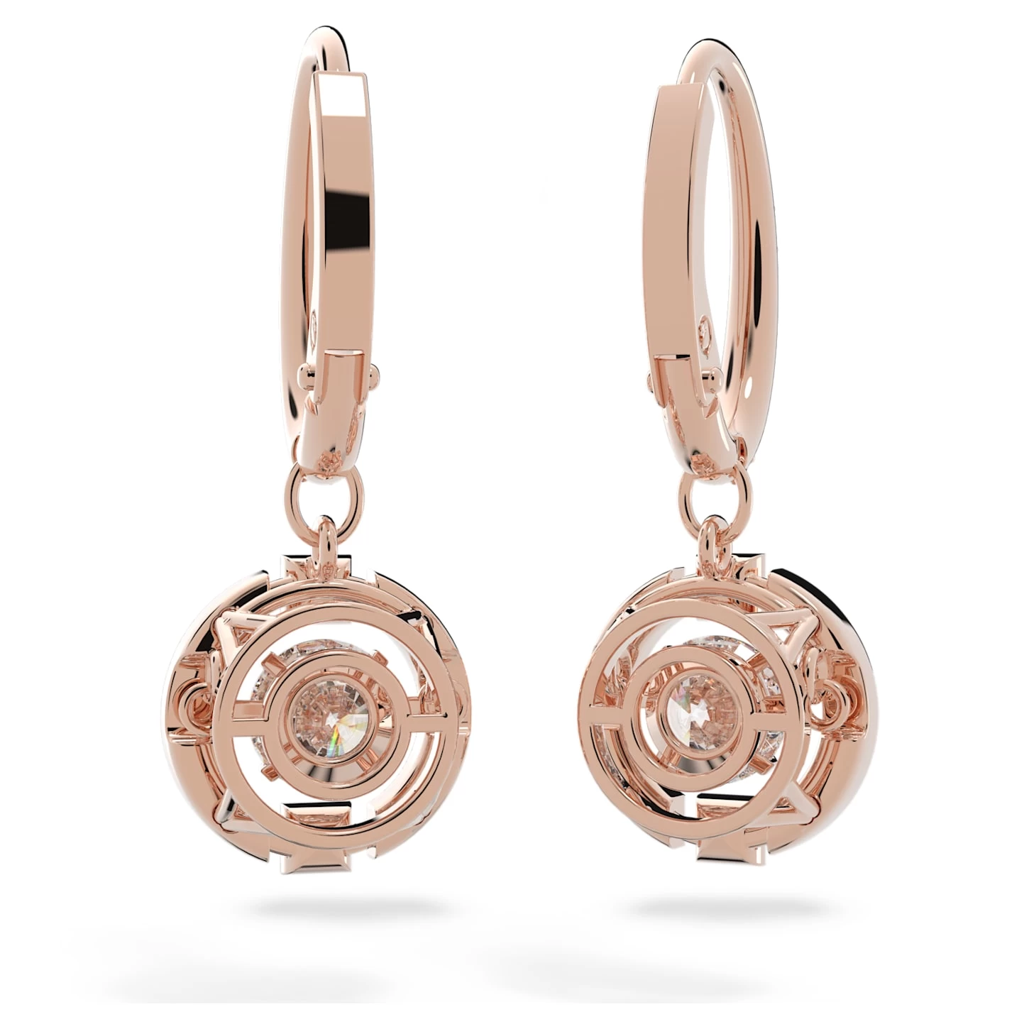 Swarovski Sparkling Dance Drop Earrings Round Cut, White, Rose Gold-tone Plated - Image 3