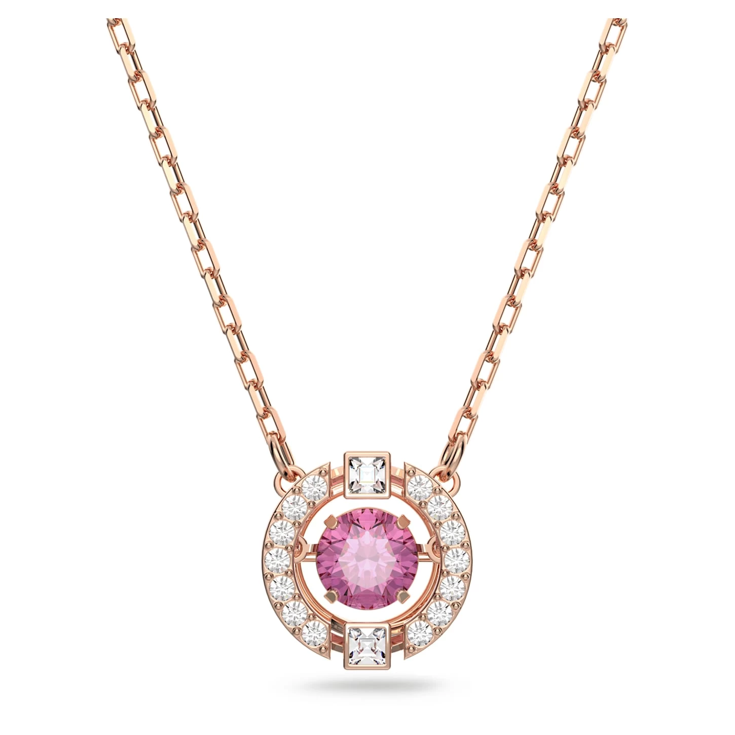 Swarovski Sparkling Dance Necklace Round Cut, Red, Rose Gold-tone Plated - Image 2