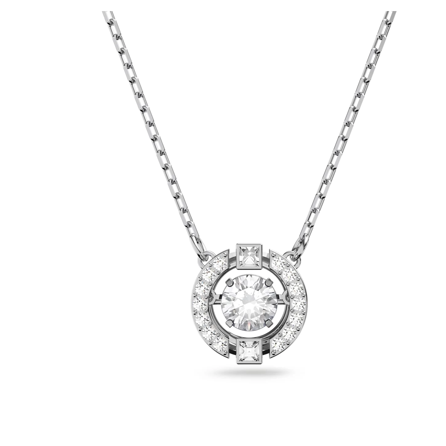Swarovski Sparkling Dance Necklace Round Cut, White, Rhodium Plated - Image 2
