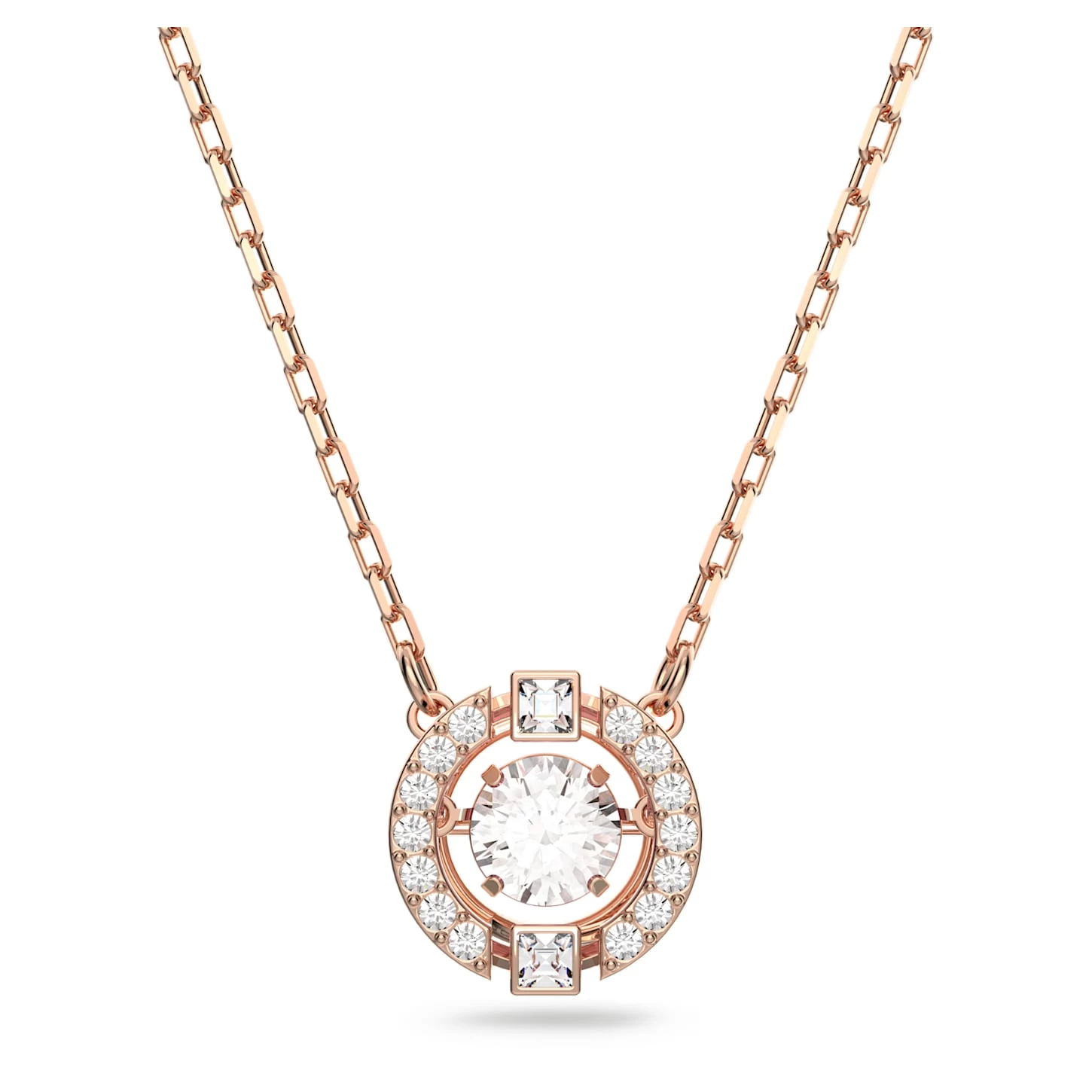 Swarovski Sparkling Dance Necklace Round Cut, White, Rose Gold-tone Plated - Image 2
