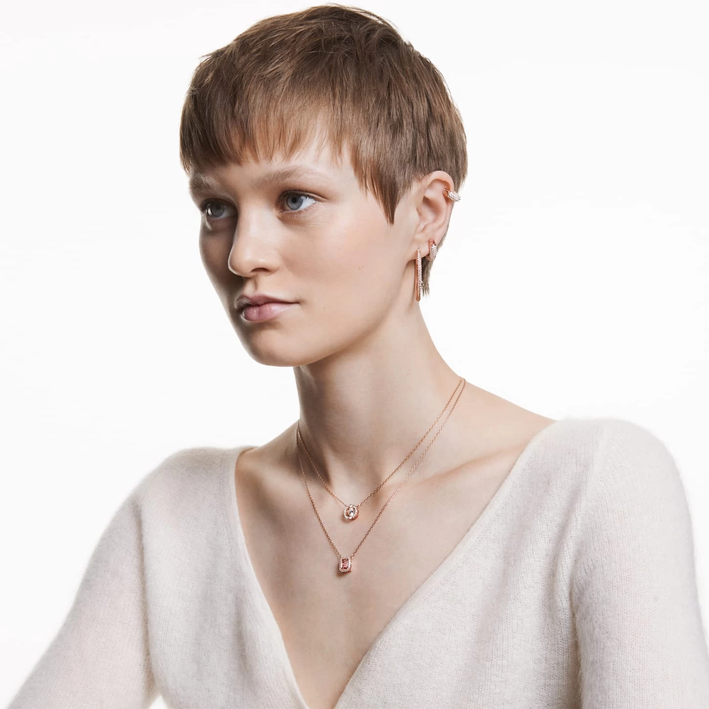 Swarovski Sparkling Dance Necklace Round Cut, White, Rose Gold-tone Plated - Image 6