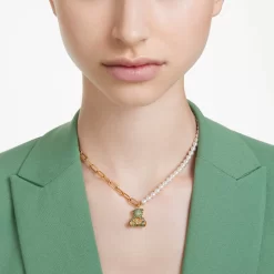 Swarovski Teddy Pendant Bear, Multicolored, Gold-tone Plated