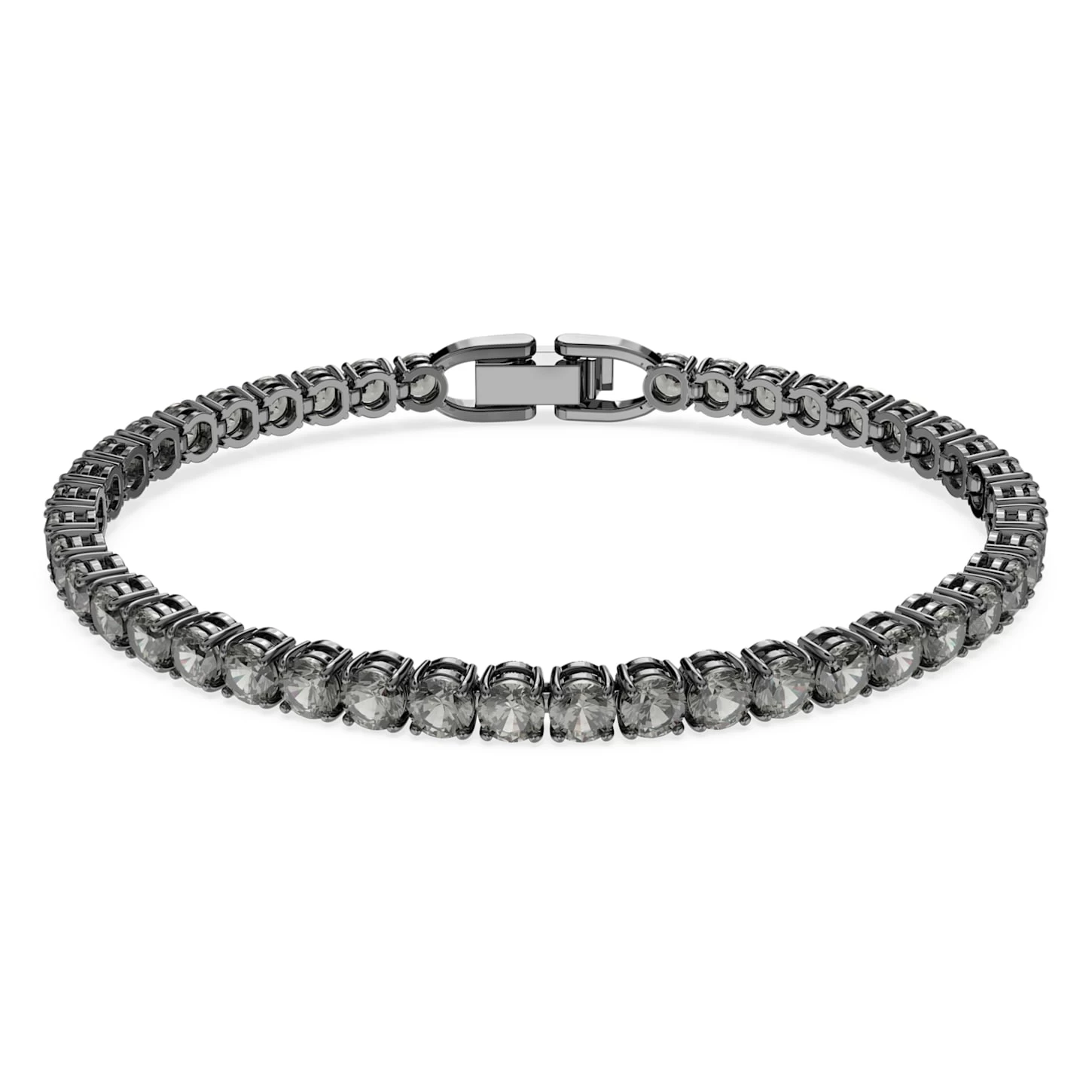 Swarovski Tennis Deluxe Bracelet Round Cut, Gray, Ruthenium Plated - Image 2