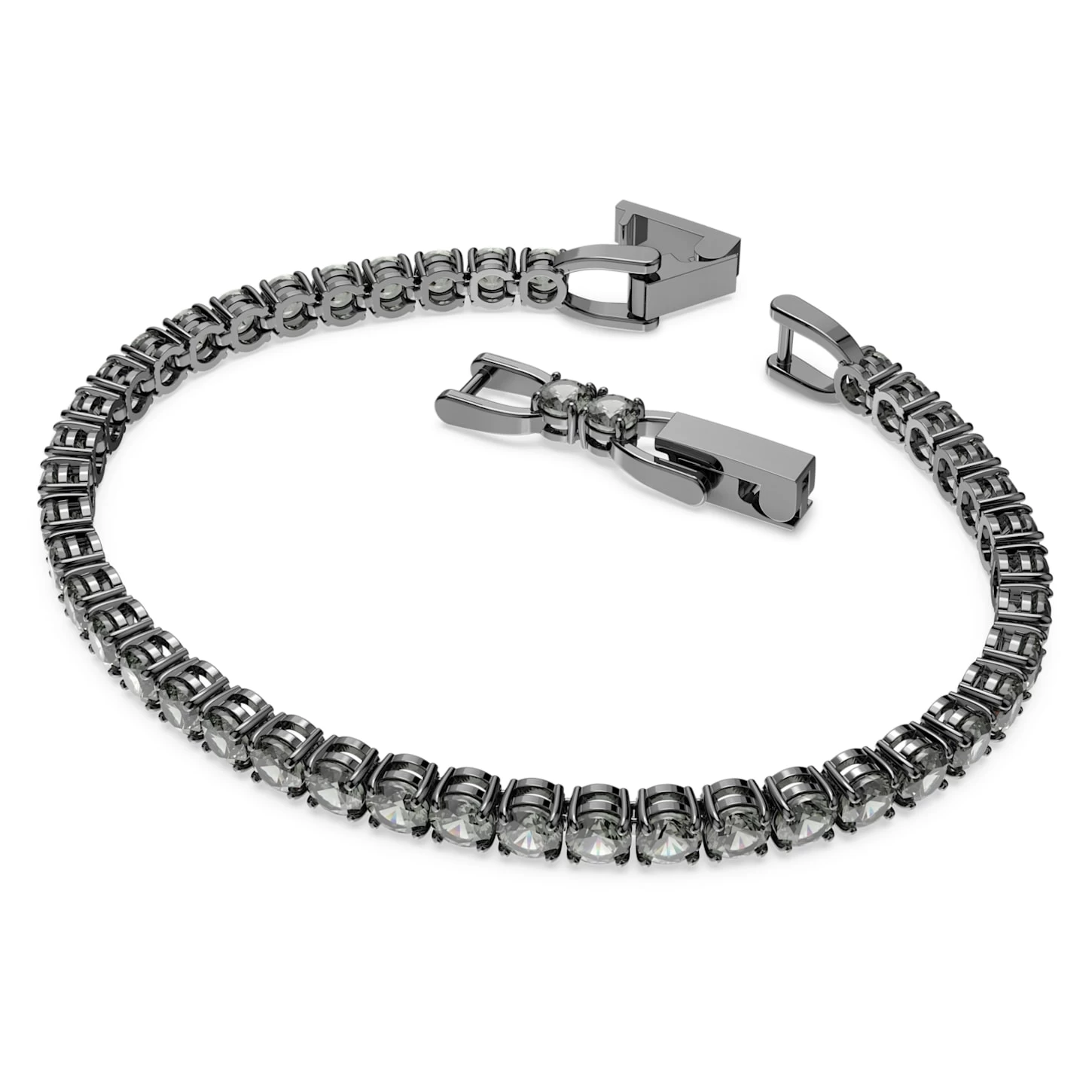 Swarovski Tennis Deluxe Bracelet Round Cut, Gray, Ruthenium Plated - Image 3
