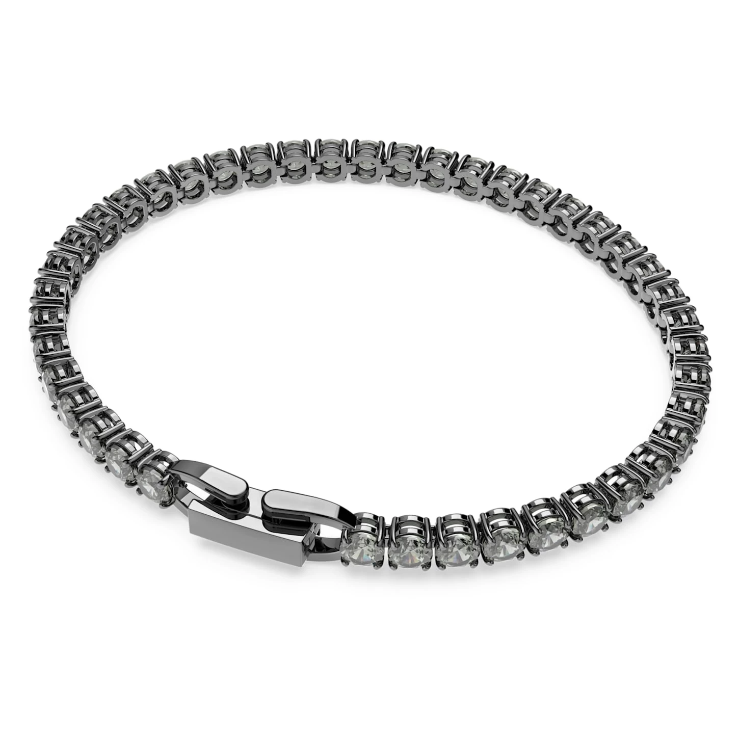 Swarovski Tennis Deluxe Bracelet Round Cut, Gray, Ruthenium Plated - Image 5