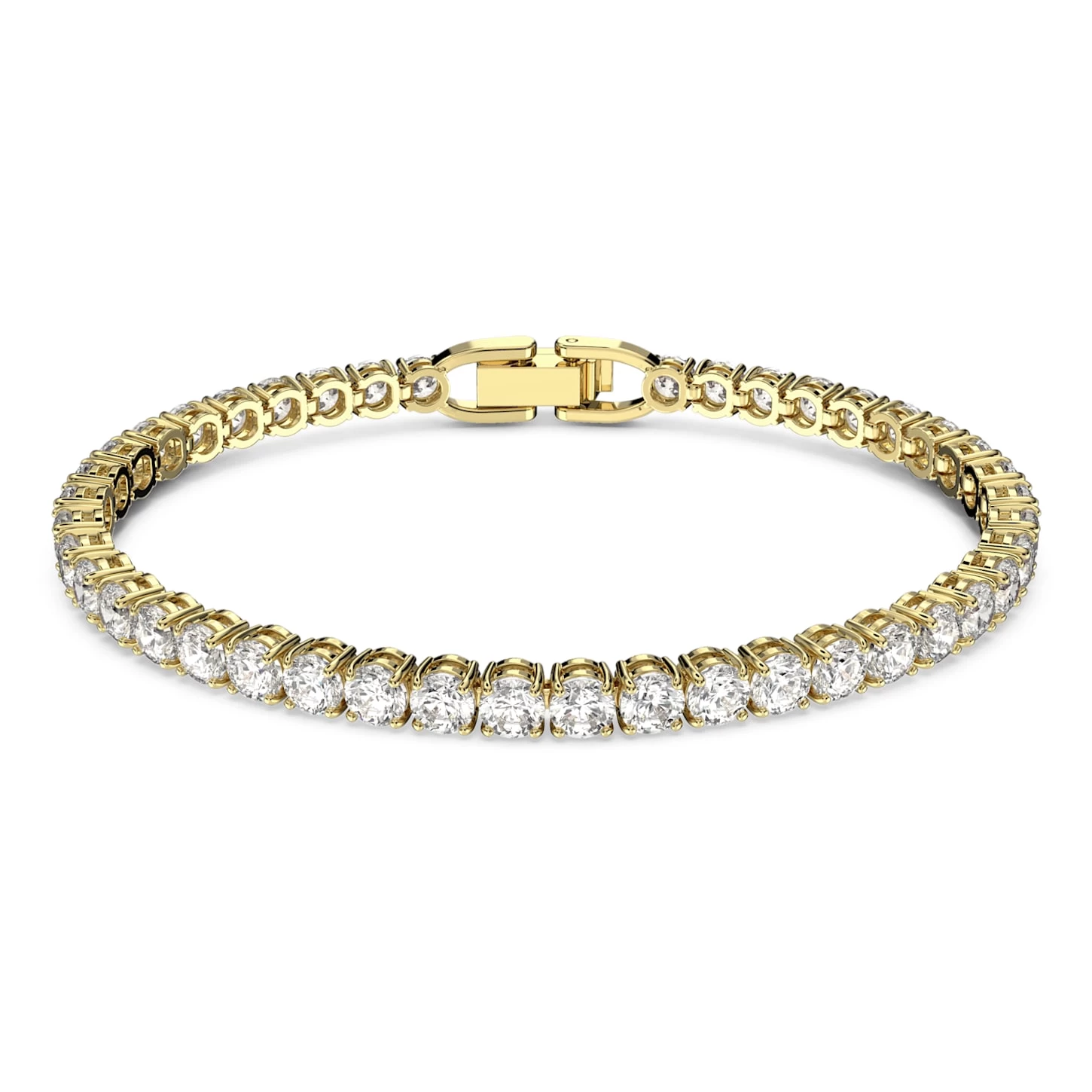 Swarovski Tennis Deluxe Bracelet Round Cut, White, Gold-tone Plated - Image 2