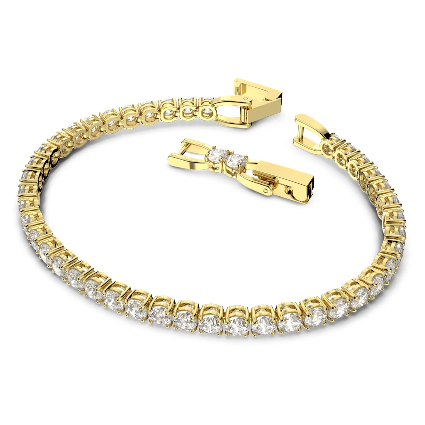 Swarovski Tennis Deluxe Bracelet Round Cut, White, Gold-tone Plated - Image 3