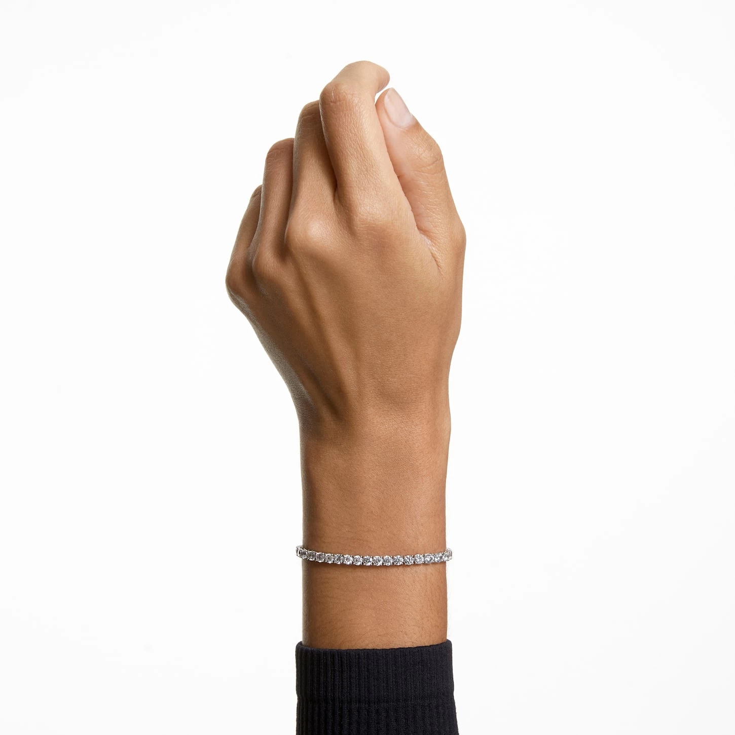 Swarovski Tennis Deluxe Bracelet Round Cut, White, Rhodium Plated