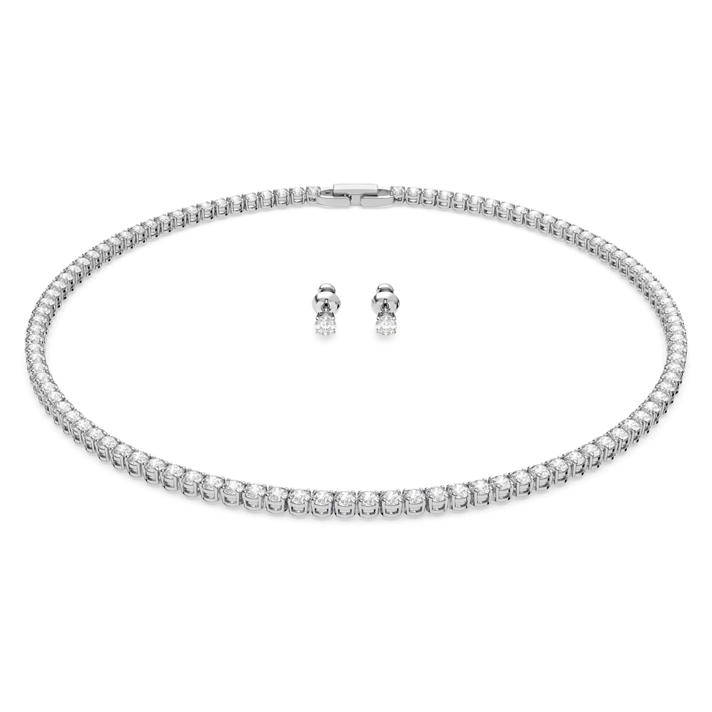 Swarovski Tennis Deluxe Set Round Cut, White, Rhodium Plated - Image 2