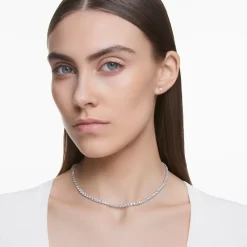 Swarovski Tennis Deluxe Set Round Cut, White, Rhodium Plated