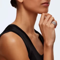 Swarovski Twist Wrap Ring Mixed Cuts, White, Rhodium Plated